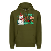 Army Green tis the season to sparkle snowman Premium Hoodie - MaliasSmallBusiness