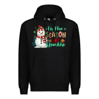 Black tis the season to sparkle snowman Premium Hoodie - MaliasSmallBusiness
