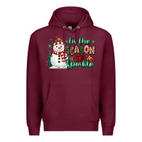 Burgundy tis the season to sparkle snowman Premium Hoodie - MaliasSmallBusiness