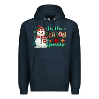Navy tis the season to sparkle snowman Premium Hoodie - MaliasSmallBusiness