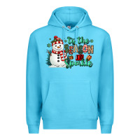 Ocean Blue tis the season to sparkle snowman Premium Hoodie - MaliasSmallBusiness