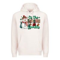 Pale Pink tis the season to sparkle snowman Premium Hoodie - MaliasSmallBusiness