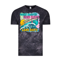 Cloud Black boat waves sun rays lake days Vintage Tee - texasbilliewilder