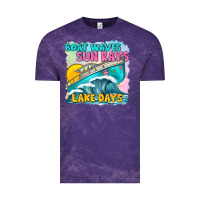 Cloud Purple boat waves sun rays lake days Vintage Tee - texasbilliewilder