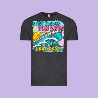 Boat Waves Sun Rays Lake Days Vintage Tee Designed By Texasbilliewilder