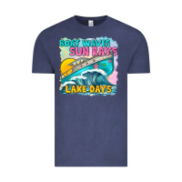 Vintage Denim boat waves sun rays lake days Vintage Tee - texasbilliewilder