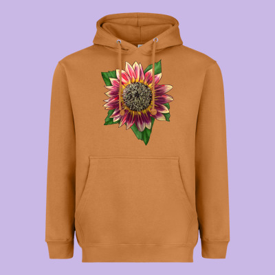 Crimson Blaze Sunflower Heavyweight Hoodie Designed By Lillyallendesigns