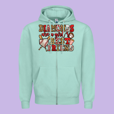 Diamonds Are A Girl's Best Friend Baseball Zipper Hoodie Designed By Jasminsmagicworld