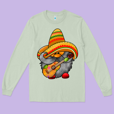Mexicon Cute Gnome Long Sleeve Tee Designed By Racoondesign