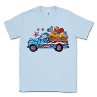 Dusty Blue american truck and flag with stars Classic Tee - HRA Design Shop