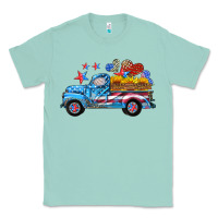 Seafoam american truck and flag with stars Classic Tee - HRA Design Shop