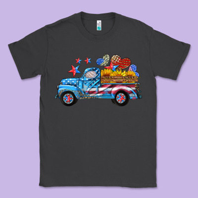 American Truck And Flag With Stars Classic Tee Designed By Hra Design Shop