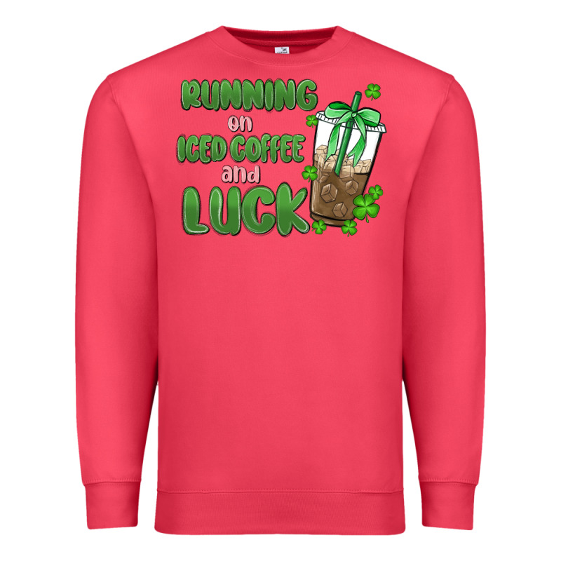 Iced Coffee And Luck Premium Sweatshirt by MaliasSmallBusiness | Teevron