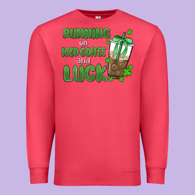 Iced Coffee And Luck Premium Sweatshirt Designed By Maliassmallbusiness