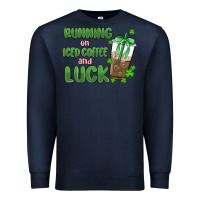 Navy iced coffee and luck Premium Sweatshirt - MaliasSmallBusiness