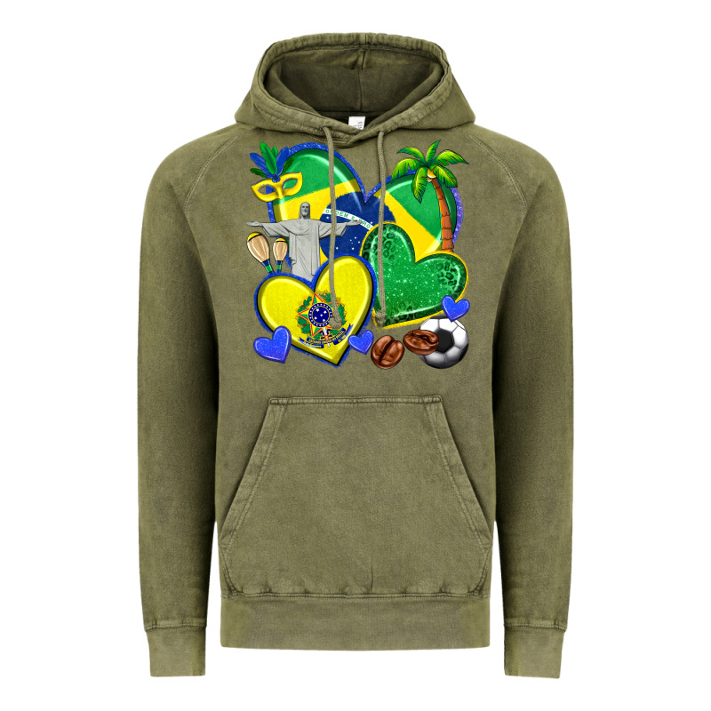 Brazil Hearts Vintage Hoodie by texasbilliewilder | Teevron