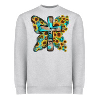 Heather Grey faith sunflower cross Heavyweight Sweatshirt - Zillion Design Studio
