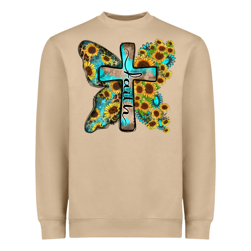 Faith Sunflower Cross Heavyweight Sweatshirt by Zillion Design Studio | Teevron