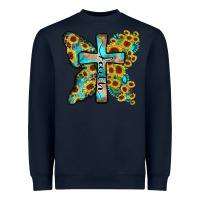 Navy faith sunflower cross Heavyweight Sweatshirt - Zillion Design Studio