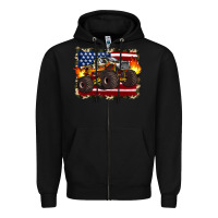 Black american flag monster truck Zipper Hoodie - Artiststas