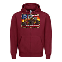 Burgundy american flag monster truck Zipper Hoodie - Artiststas