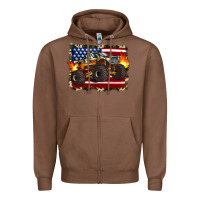 Chestnut american flag monster truck Zipper Hoodie - Artiststas