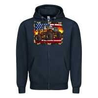 Navy american flag monster truck Zipper Hoodie - Artiststas
