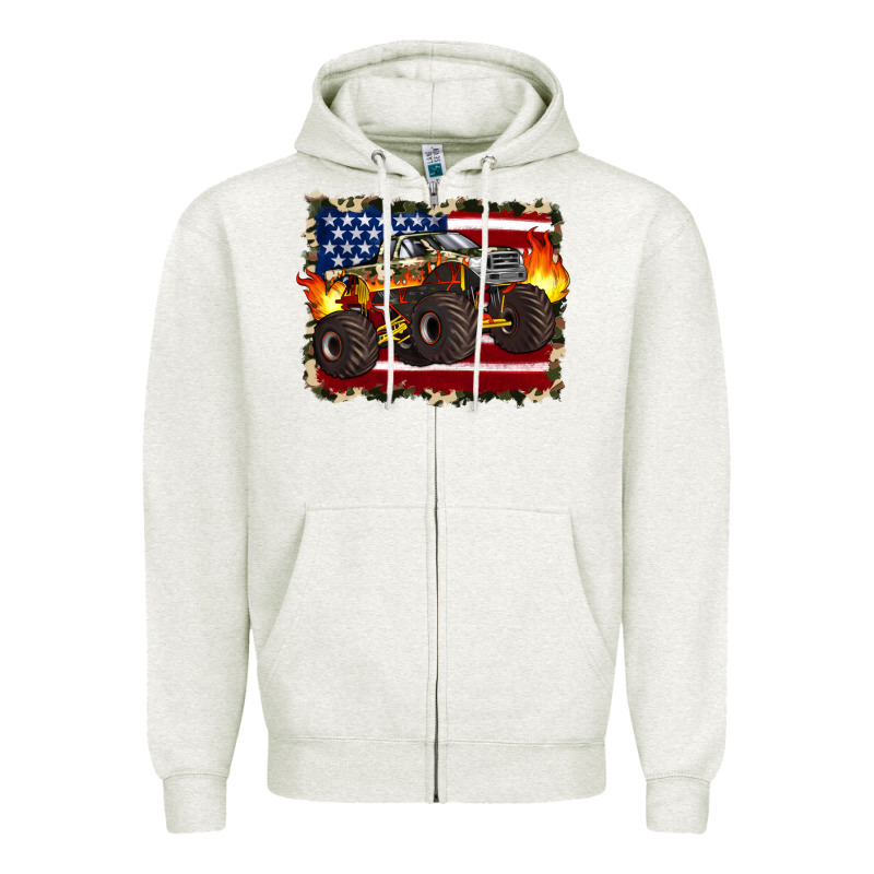 American Flag Monster Truck Zipper Hoodie by Artiststas | Teevron