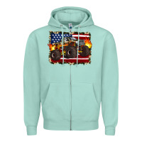 Seafoam american flag monster truck Zipper Hoodie - Artiststas