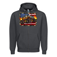 Smoke american flag monster truck Zipper Hoodie - Artiststas