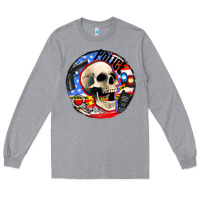 Heather Grey police skull and police equipment Long Sleeve Tee - AdoDesignShop