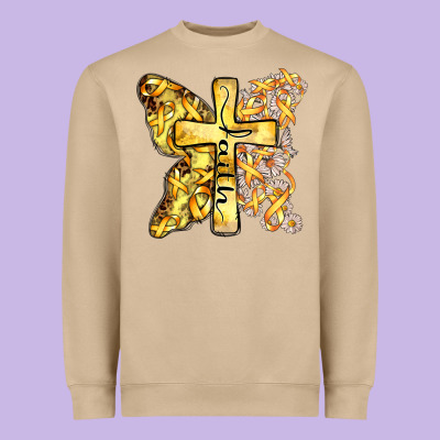 Faith Child Cancer Cross Heavyweight Sweatshirt Designed By Zillion Design Studio