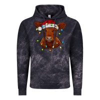 Cloud Black Christmas baby red angus calf with lights Vintage Hoodie - RanaPortraitStore