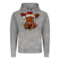 Cloud Rock Christmas baby red angus calf with lights Vintage Hoodie - RanaPortraitStore