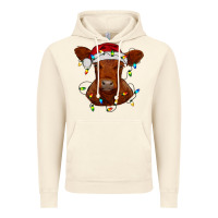 Vintage Artic Christmas baby red angus calf with lights Vintage Hoodie - RanaPortraitStore