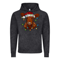 Vintage Black Christmas baby red angus calf with lights Vintage Hoodie - RanaPortraitStore