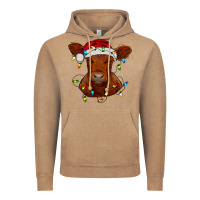 Christmas Baby Red Angus Calf With Lights Vintage Hoodie | Teevron