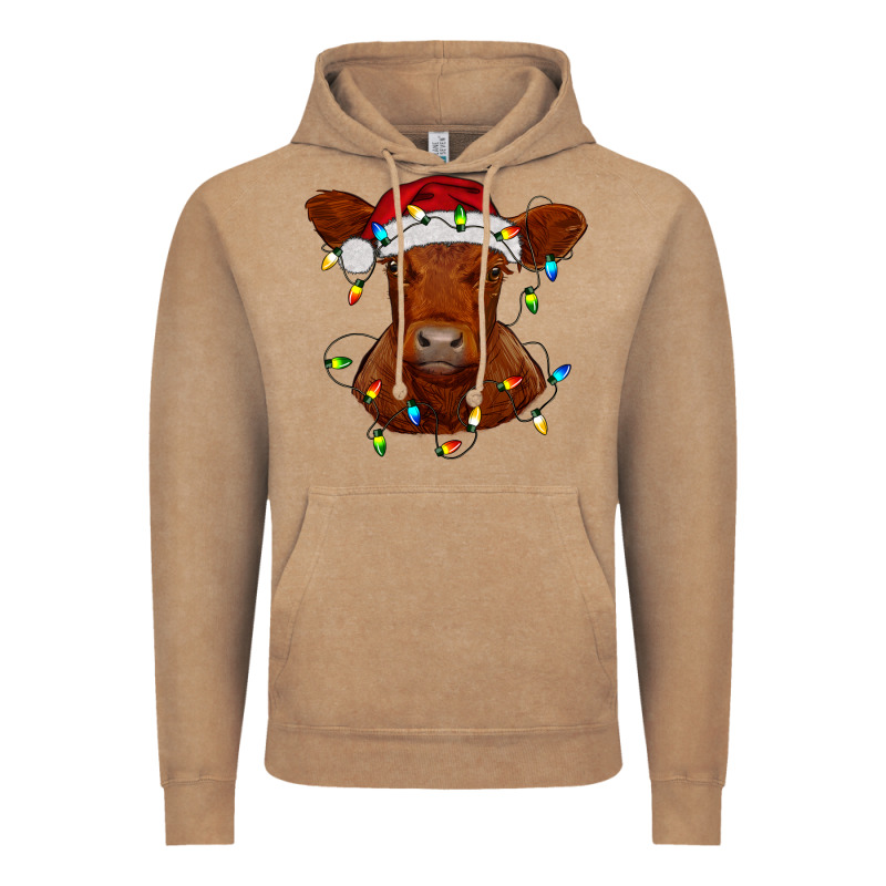 Christmas Baby Red Angus Calf With Lights Vintage Hoodie by RanaPortraitStore | Teevron