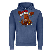 Vintage Denim Christmas baby red angus calf with lights Vintage Hoodie - RanaPortraitStore