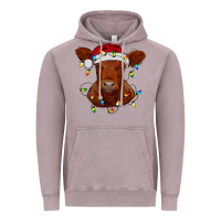 Vintage Zinc Christmas baby red angus calf with lights Vintage Hoodie - RanaPortraitStore