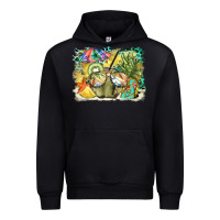 Black coconut with fruits  background Urban Hoodie - BarkalooDesign