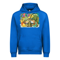 Cobalt coconut with fruits  background Urban Hoodie - BarkalooDesign