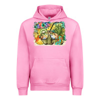 Fuchsia Pink coconut with fruits  background Urban Hoodie - BarkalooDesign