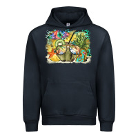 Navy coconut with fruits  background Urban Hoodie - BarkalooDesign