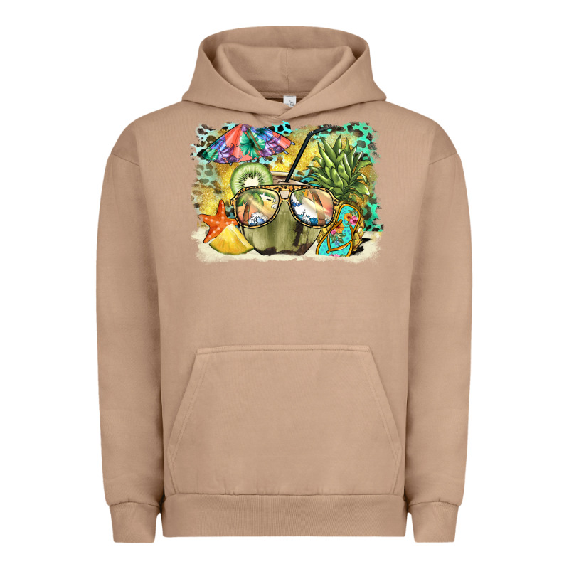 Coconut With Fruits  Background Urban Hoodie by BarkalooDesign | Teevron