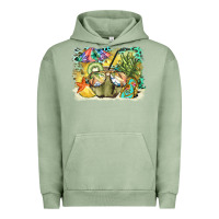 Pigment Oil Green coconut with fruits  background Urban Hoodie - BarkalooDesign