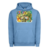 Pigment Pebble Blue coconut with fruits  background Urban Hoodie - BarkalooDesign
