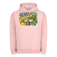 Pigment Salmon coconut with fruits  background Urban Hoodie - BarkalooDesign
