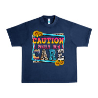 Navy caution i really don't care Urban Heavy Tee - Zillion Design Studio