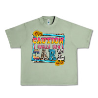Oil Green caution i really don't care Urban Heavy Tee - Zillion Design Studio